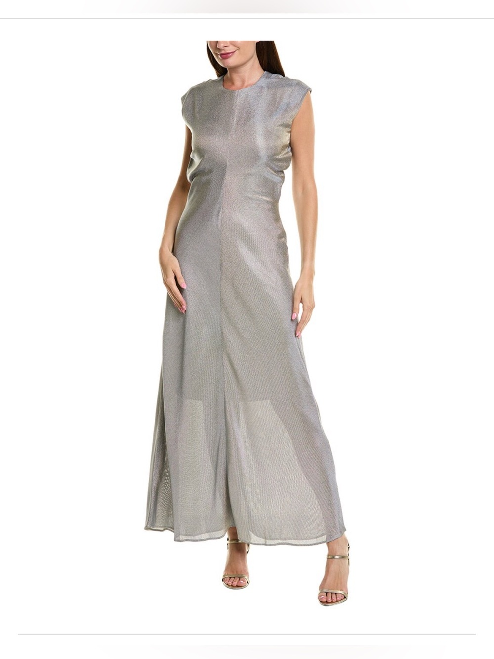 Rag & Bone NWT Marie Silver Metallic Maxi Dress Gown $1120, Size 4